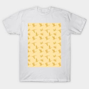 Flying Birds Pattern Golden T-Shirt